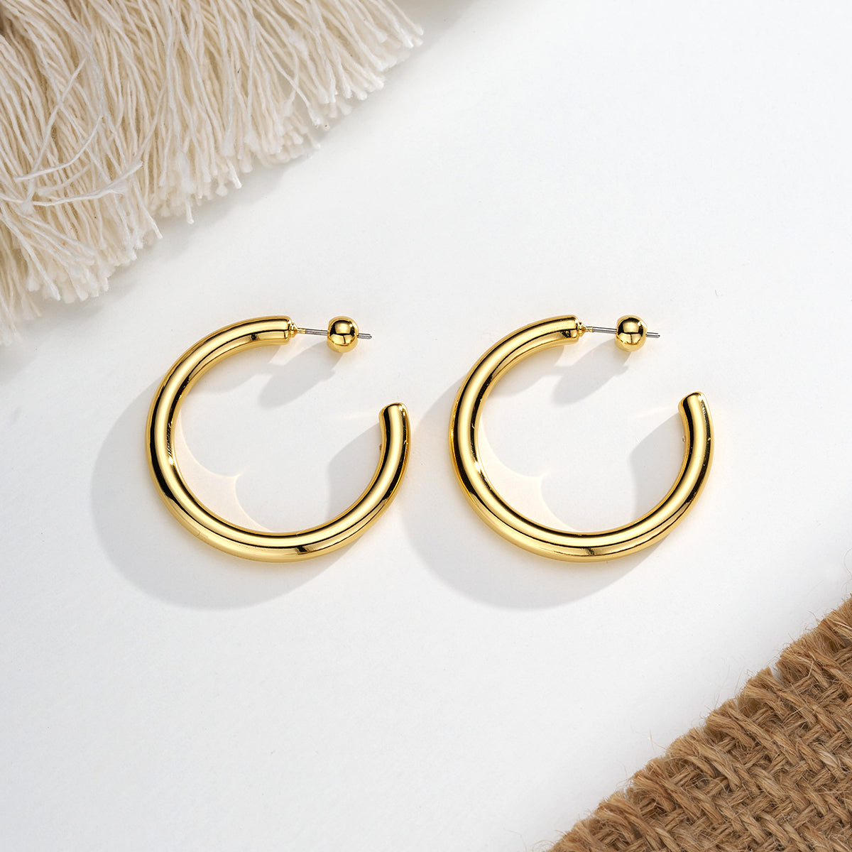 2PCS 18K Gold Plating Water Safe Hoop Earring