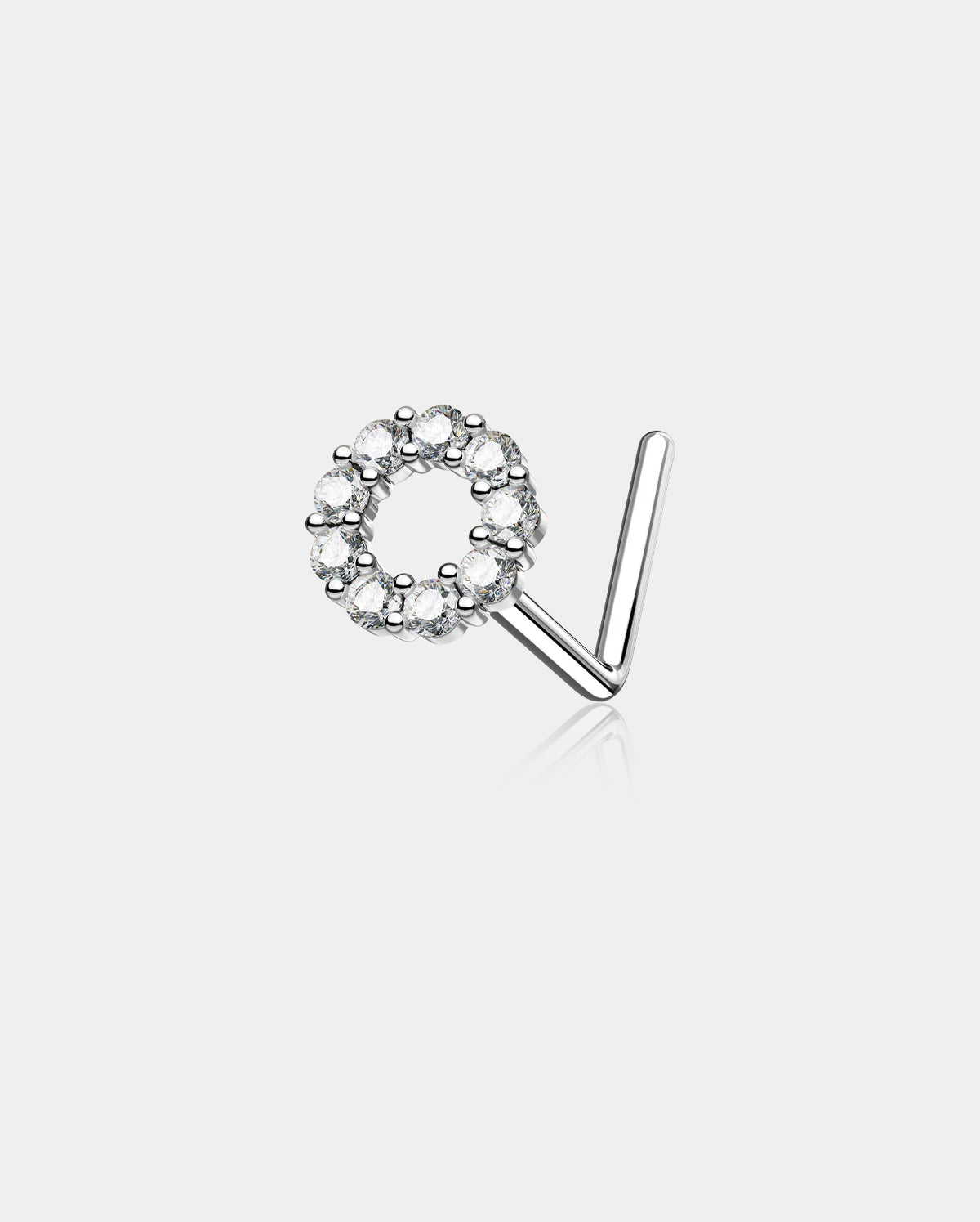 CZ Circle L-Shaped Nose Stud