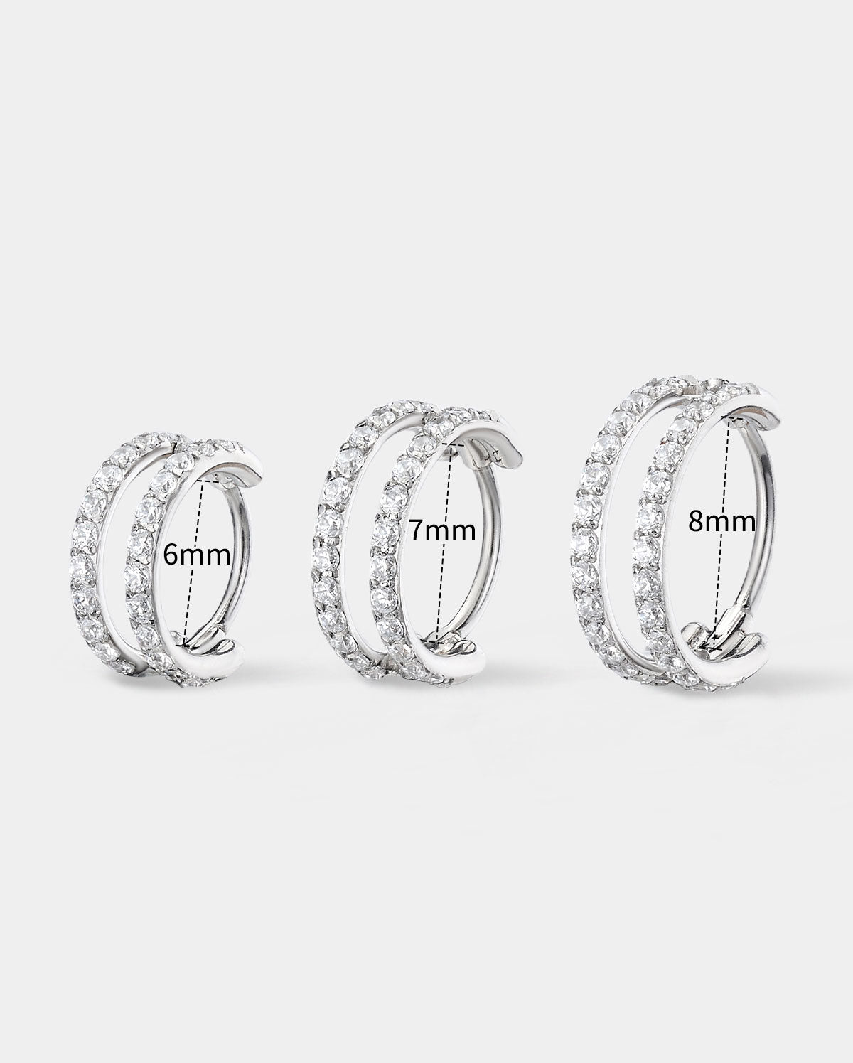 20G Double Row CZ Hoop Nose Ring