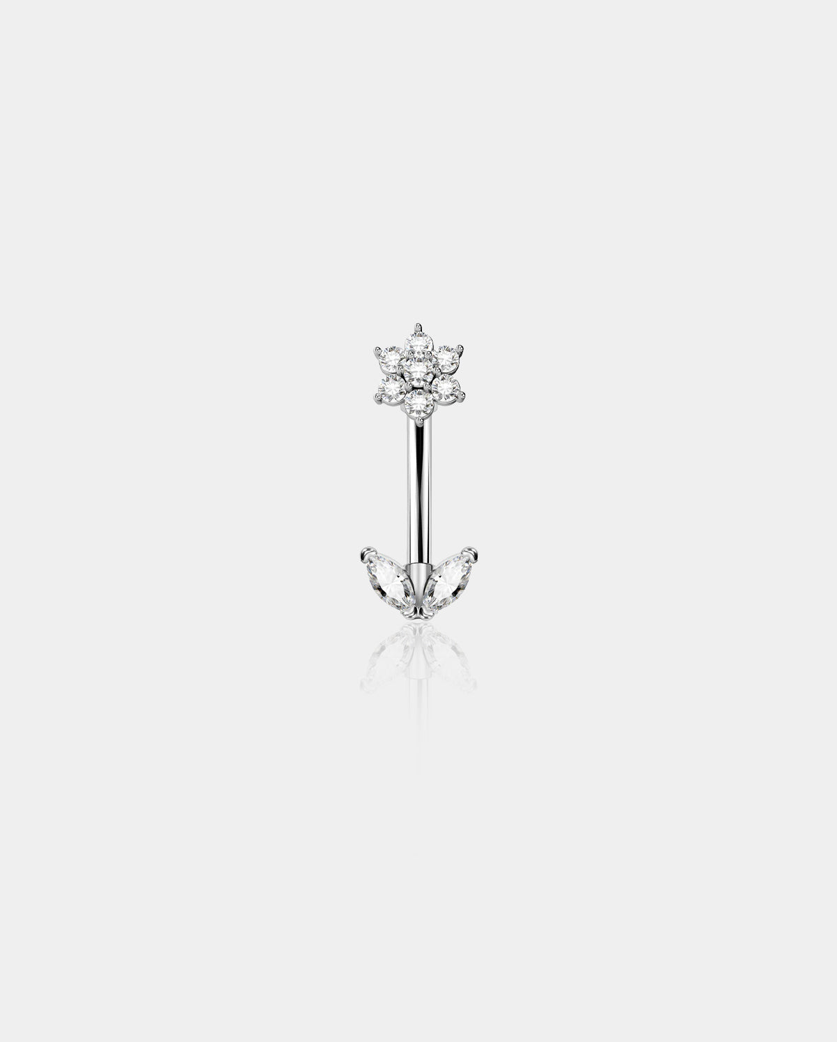 CZ Flower Curved Barbell Rook Ring