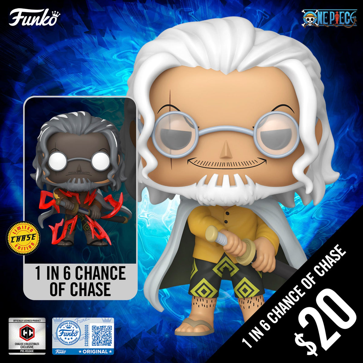 Pre-Order: Funko Pop! Chalice Exclusive: One Piece S12: Silvers Rayleigh  #2150 (1 in 6 chance of Chase) (PR)