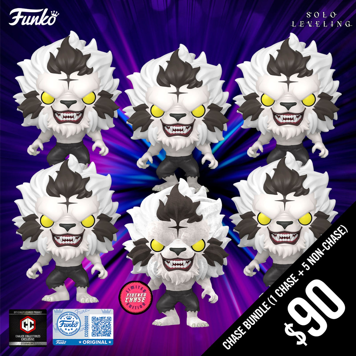 Funko Pop! Chalice Exclusive: Solo Leveling S2: Baek Yoonho - Silver Mane #2273 (6-Pop Guaranteed Chase Bundle)