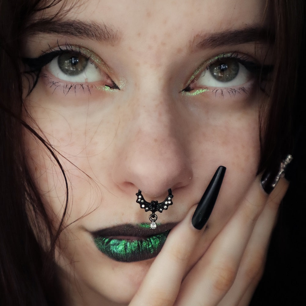 Bat Clear CZ Dangle Hinged Segment Septum Ring Helix Earring