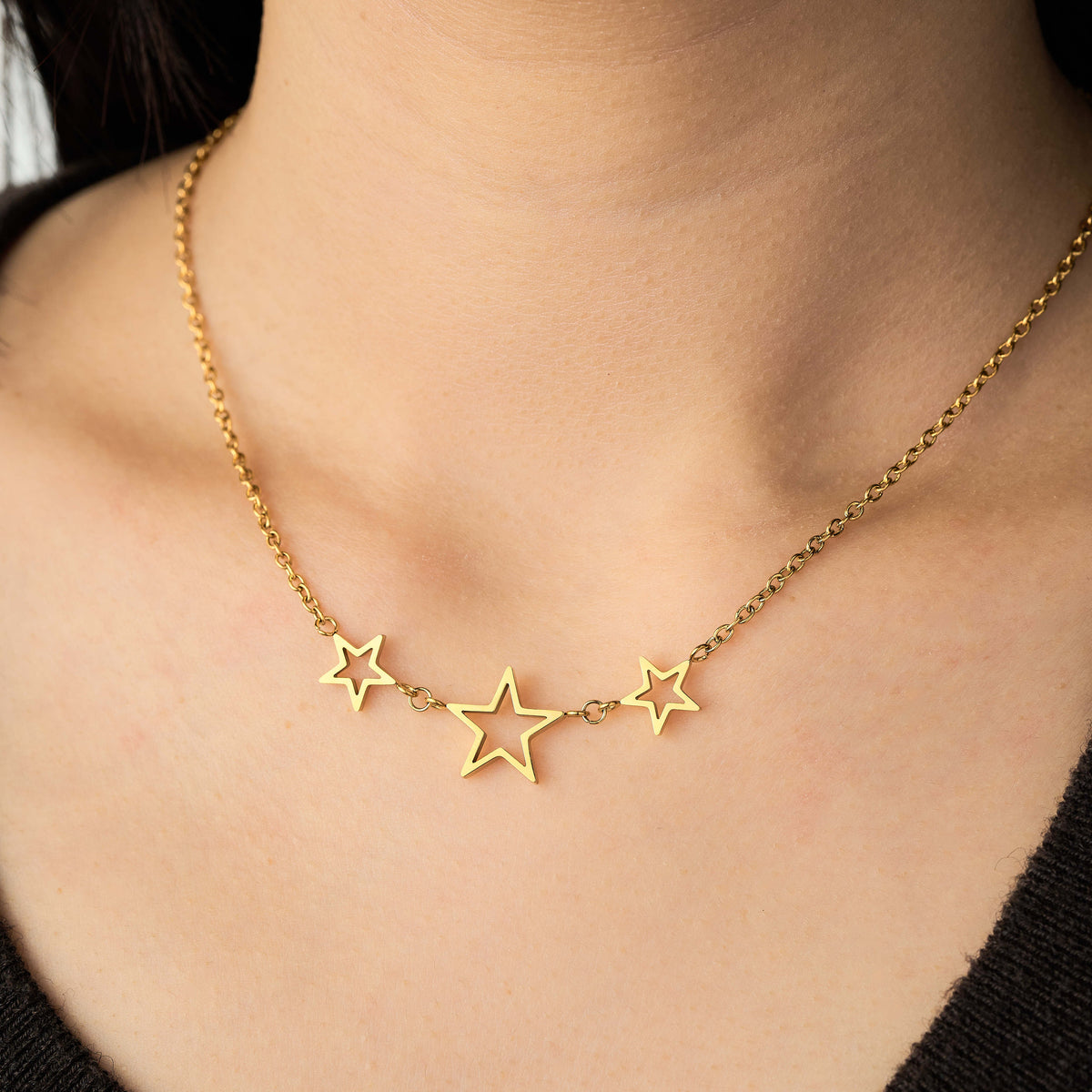 Three-Star Chain Necklace（Gift Packing Available）