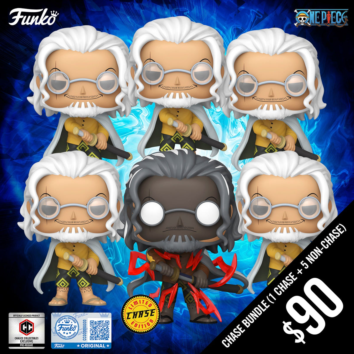 Pre-Order: Funko Pop! Chalice Exclusive One Piece S12: Silvers Rayleigh #2150 (6-Pop Guaranteed Chase Bundle) (PR)