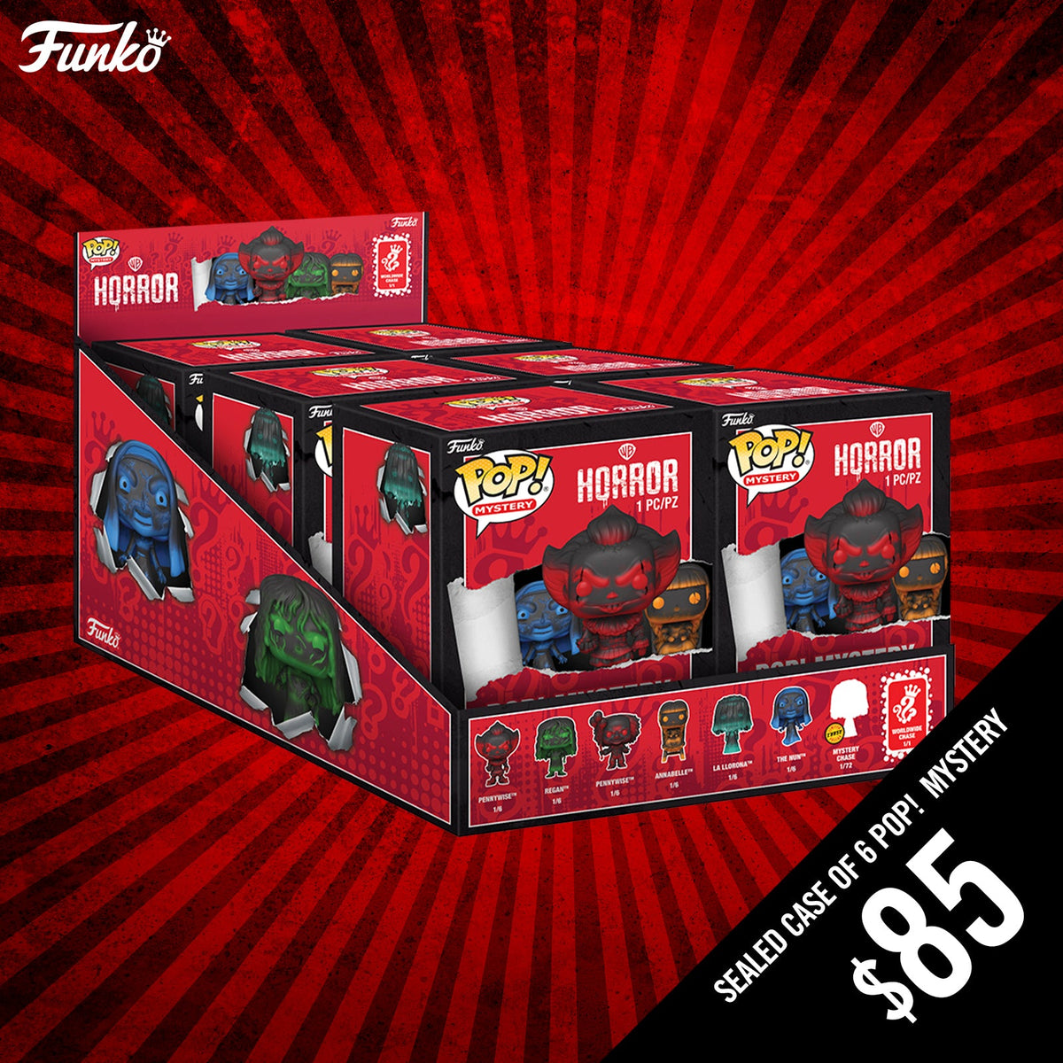 Pre-Order: Funko Pop! Mystery: WB Horror (Display case of 6)