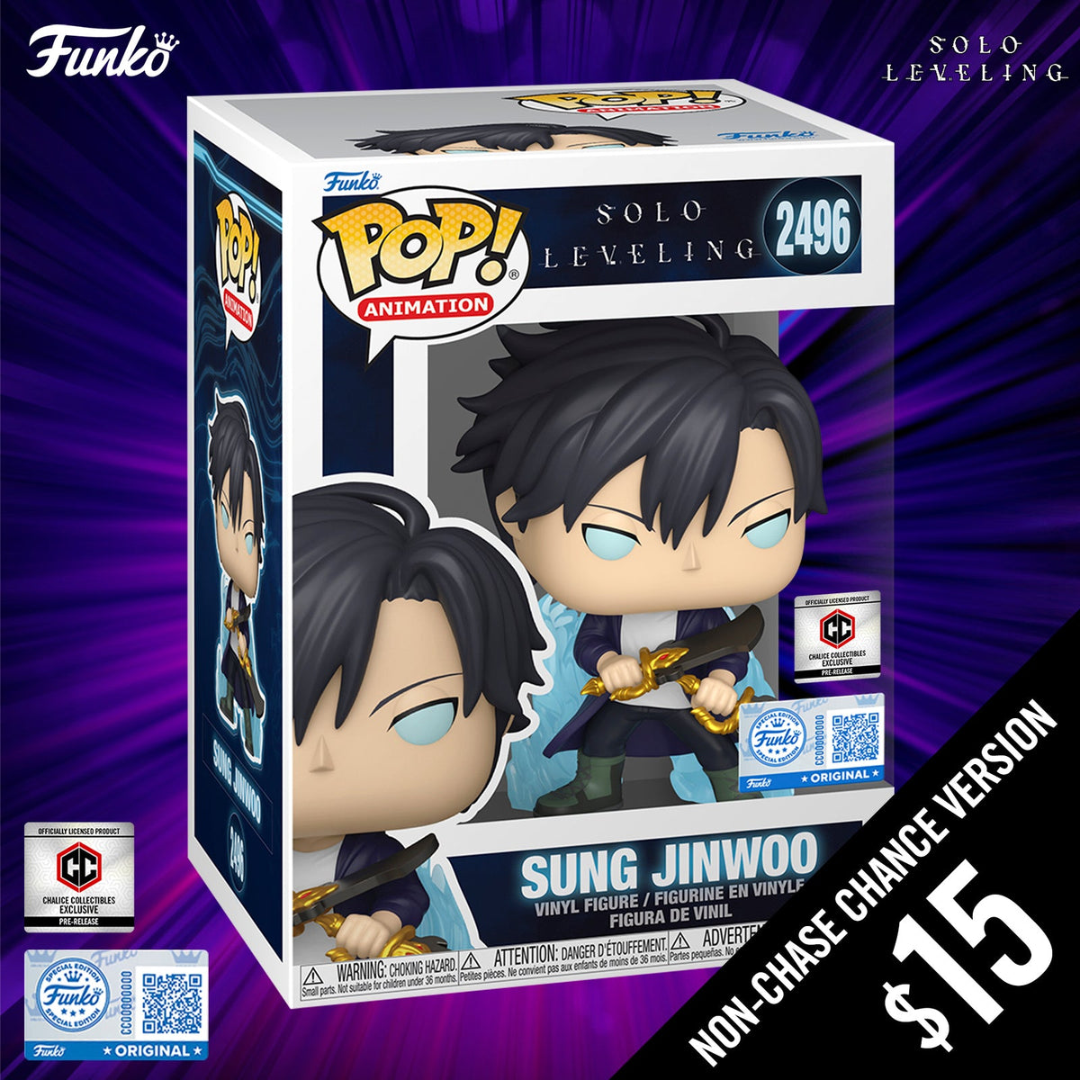 Pre-Order: Funko Pop! Solo Leveling S2: Jinwoo (Aura) #2496  (Non-Chase) (PR)
