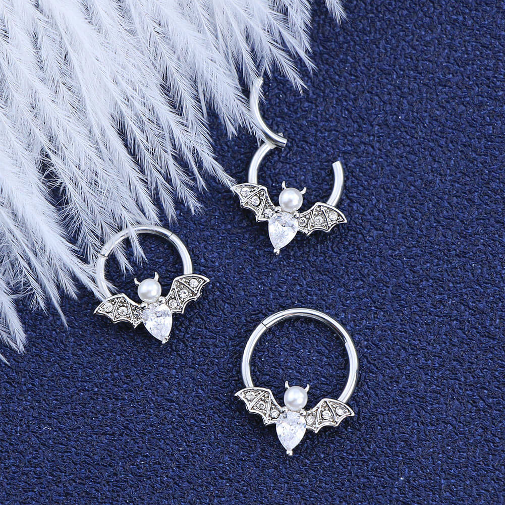 CZ Pearl Bat Septum Ring