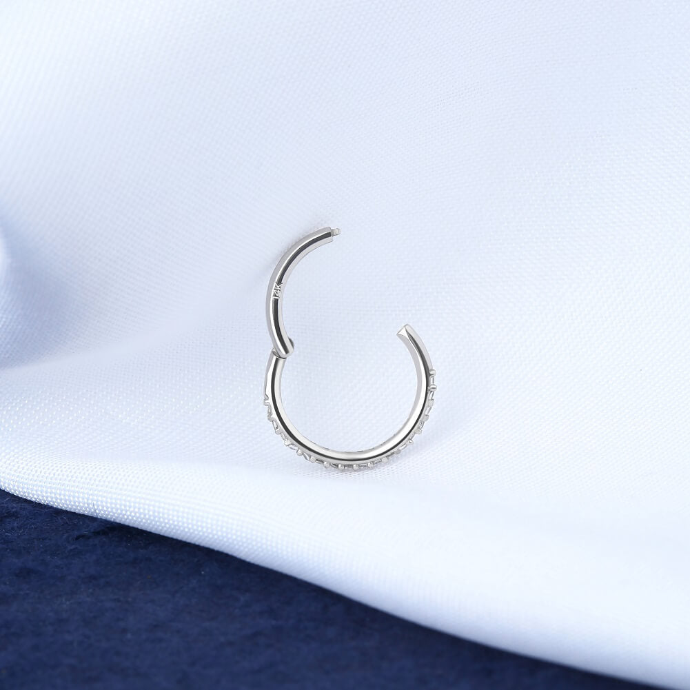 14K White Gold CZ Segment Cartilage Earrings