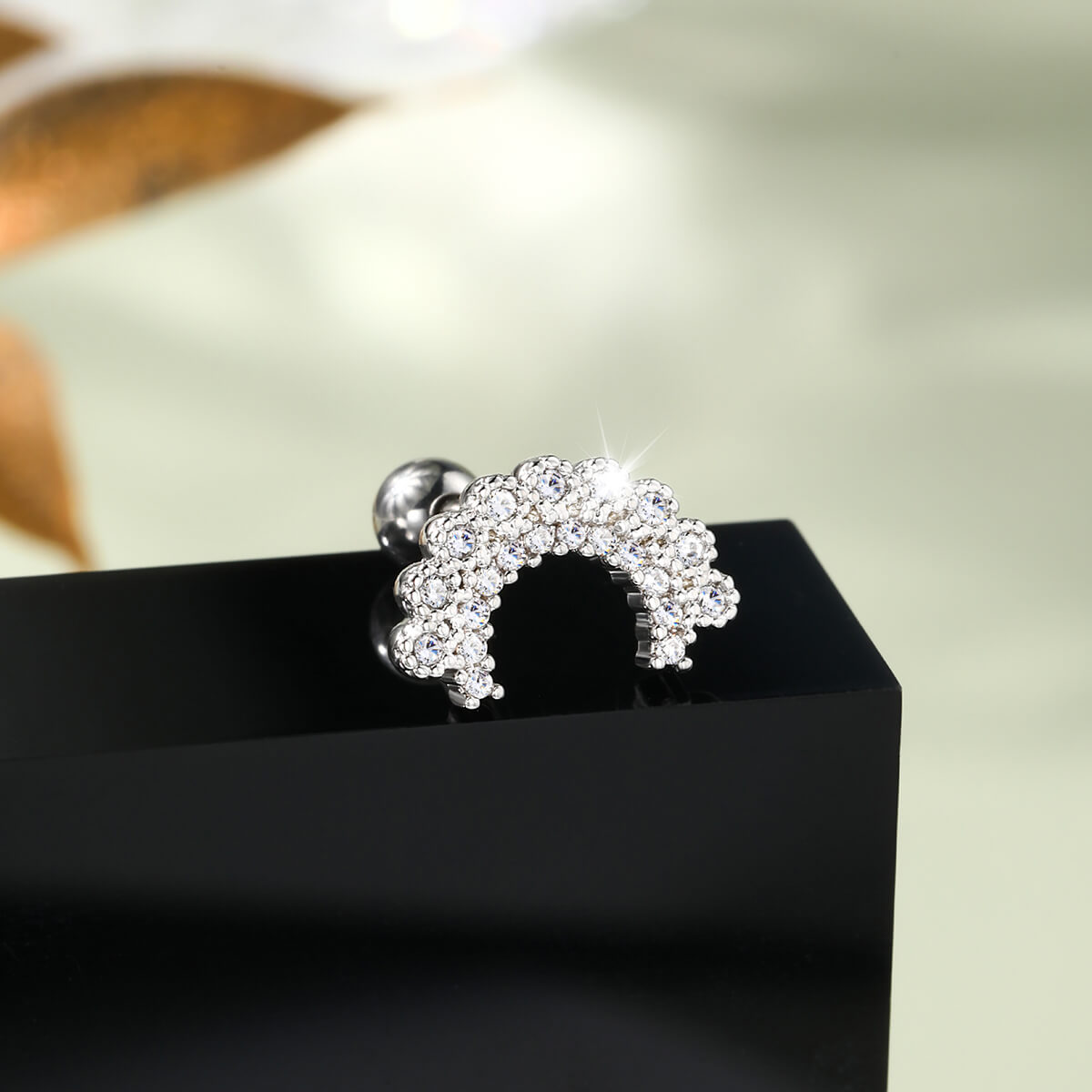 Curved Cluster CZ Cartilage Stud