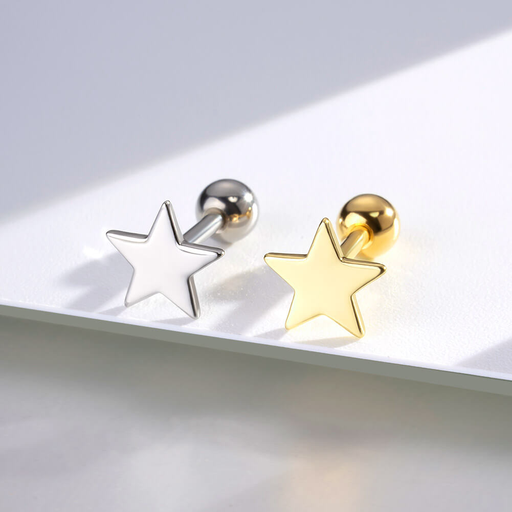 Flat Star Helix Stud Cartilage Earring