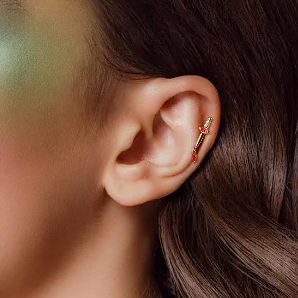 Sword Helix Stud Cartilage Ring