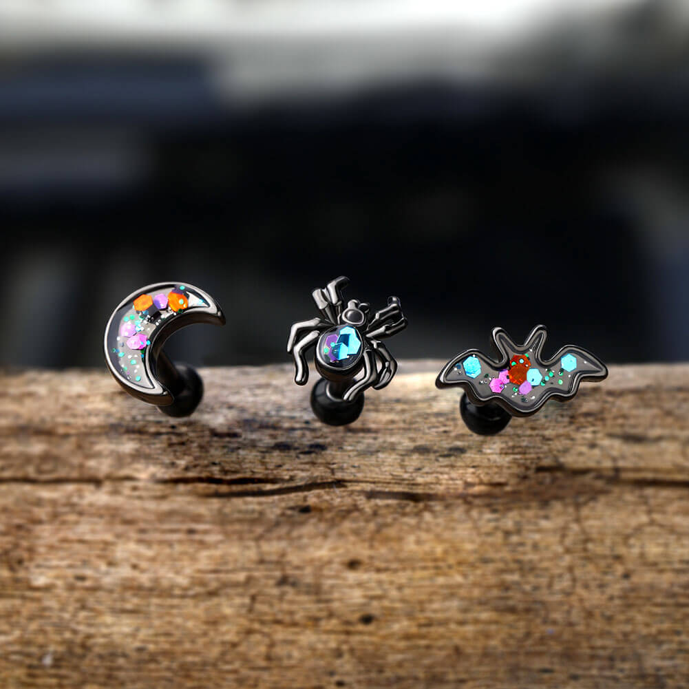 3PCS Spider Bat Moon Cartilage Set