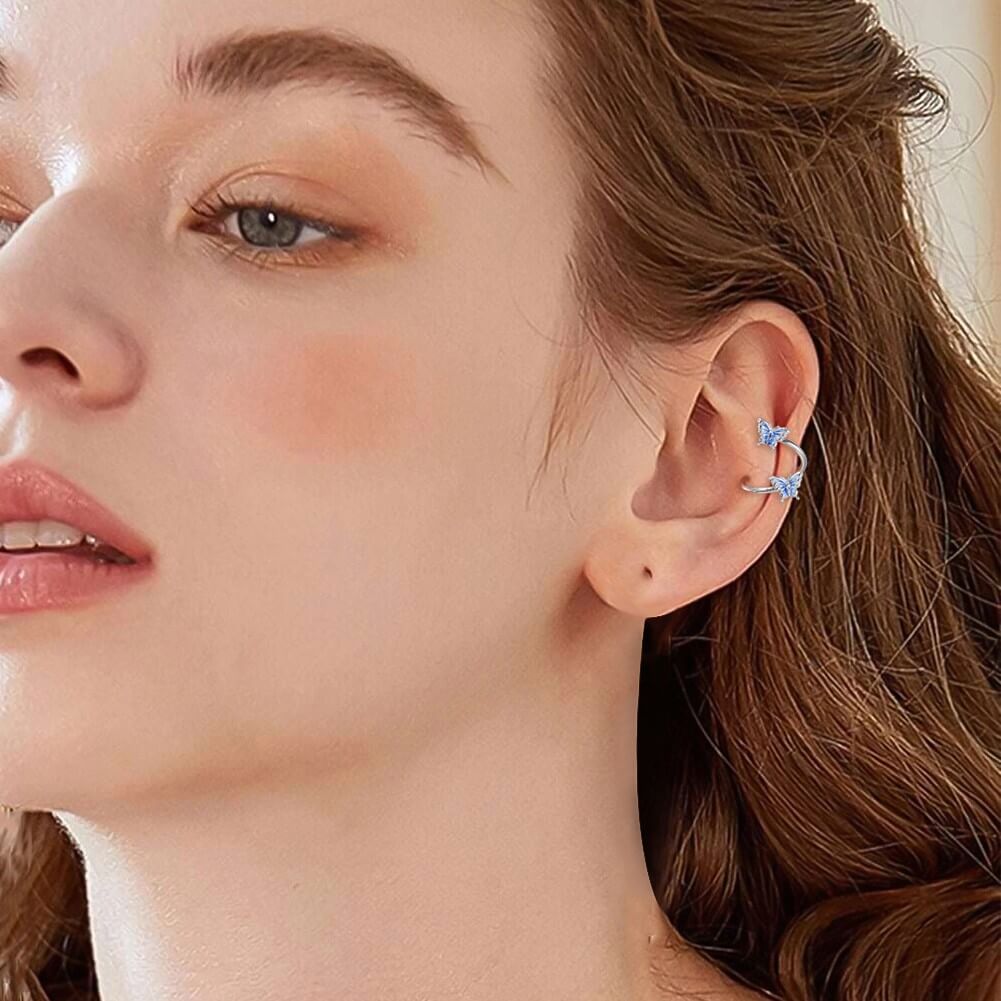 Blue Butterfly S-Shape Helix Ring