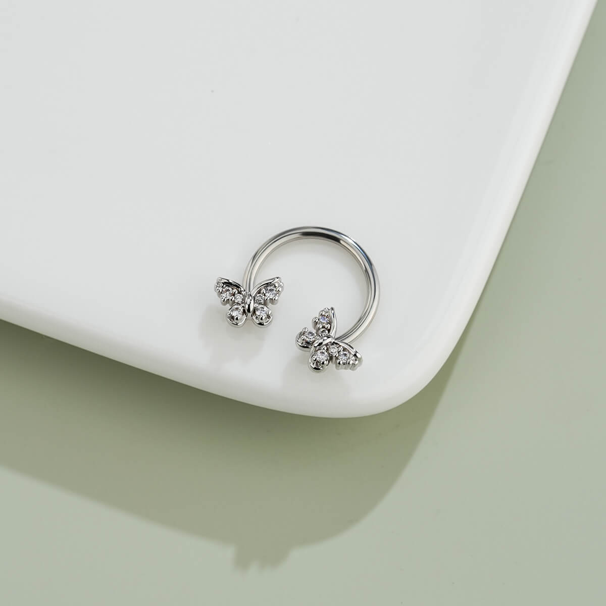 Butterfly Clear CZ Horeseshoe Septum Ring