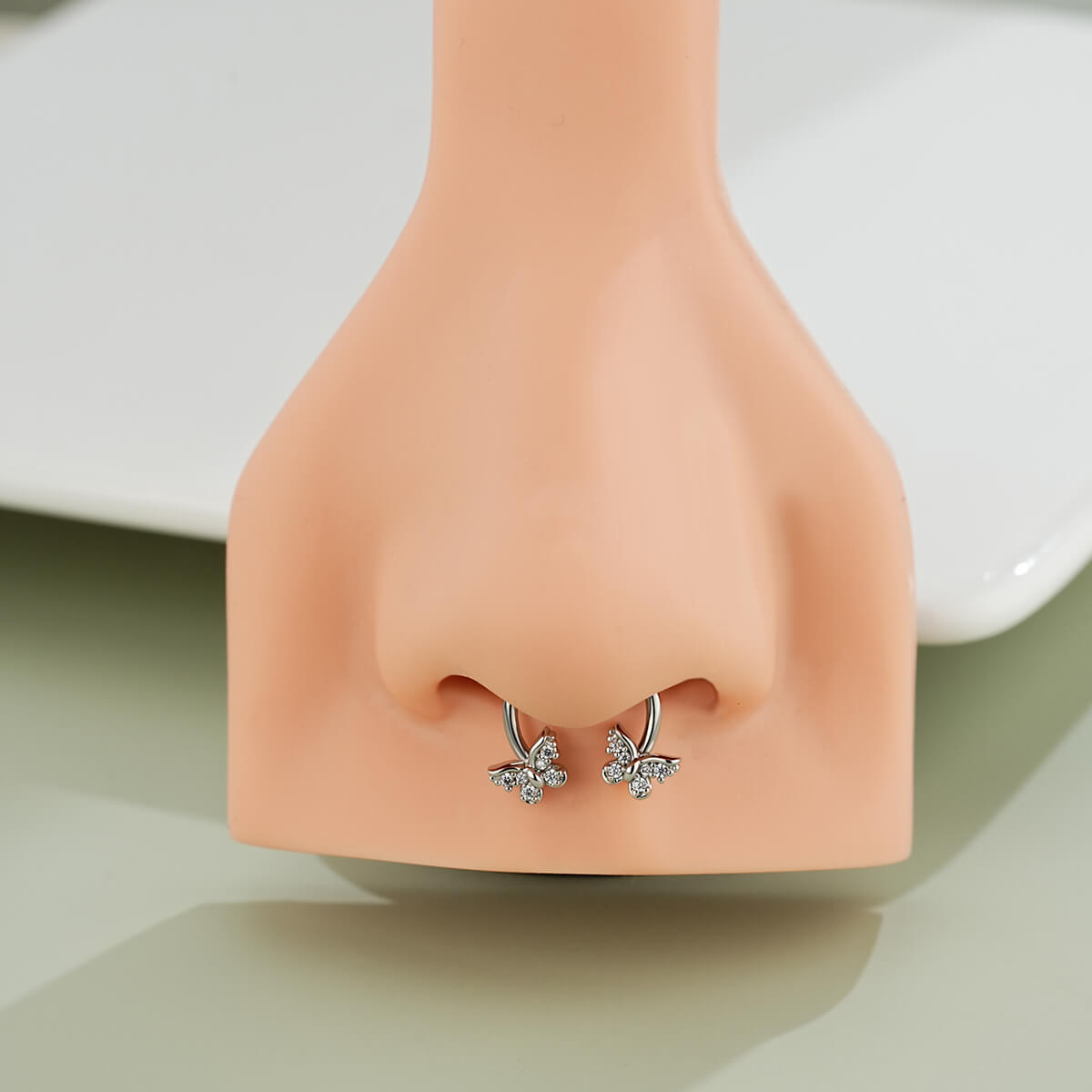 Butterfly Clear CZ Horeseshoe Septum Ring