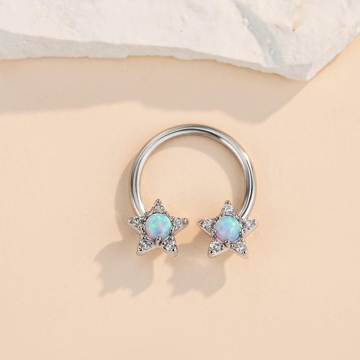 Synthetic Synthetic Opal Star Horseshoe Septum Ring