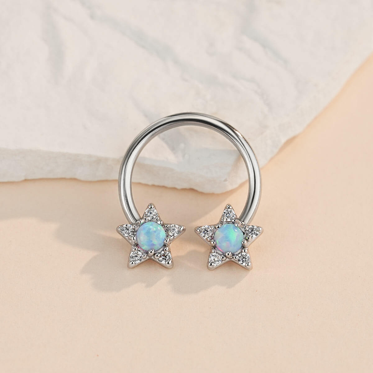 Synthetic Synthetic Opal Star Horseshoe Septum Ring