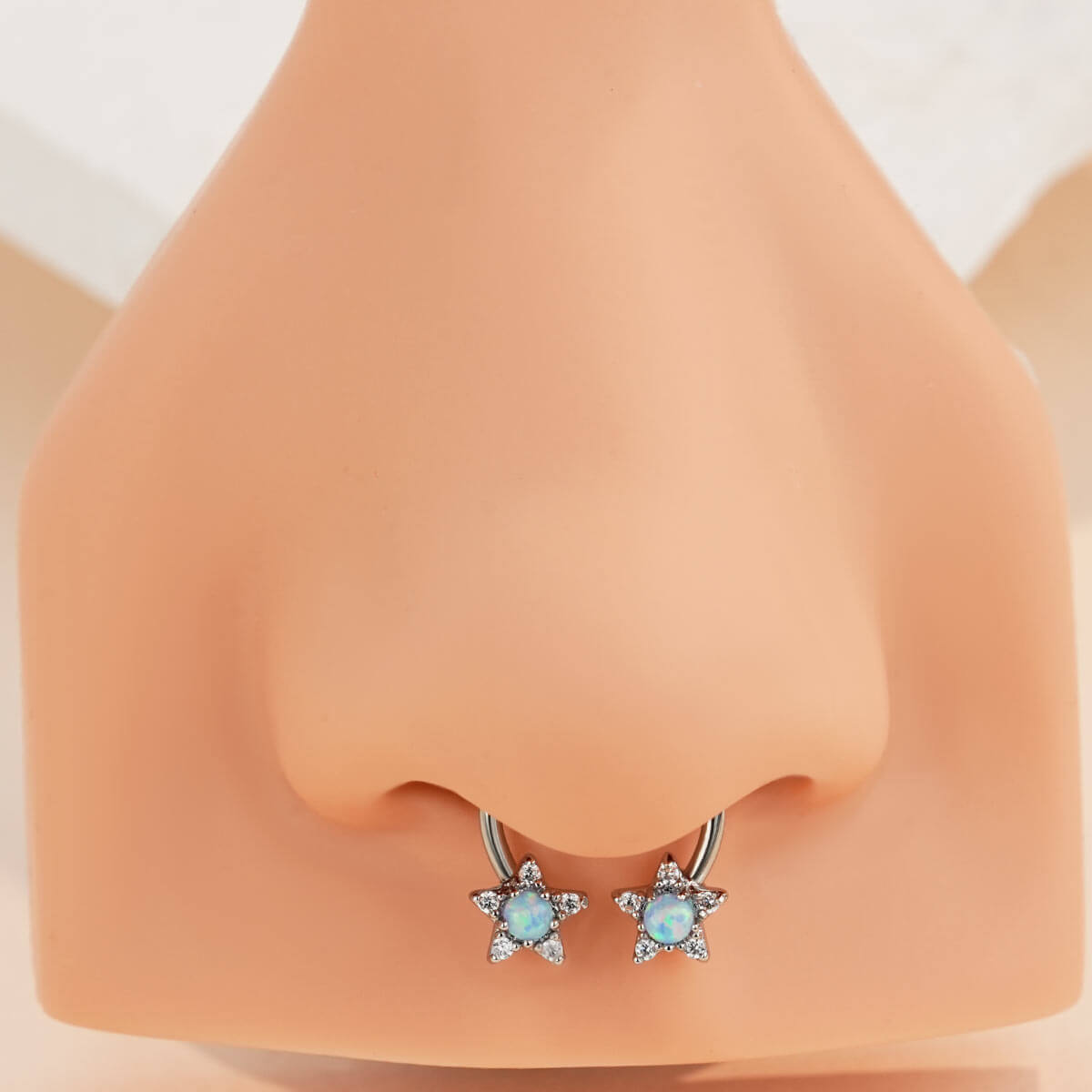 Synthetic Synthetic Opal Star Horseshoe Septum Ring