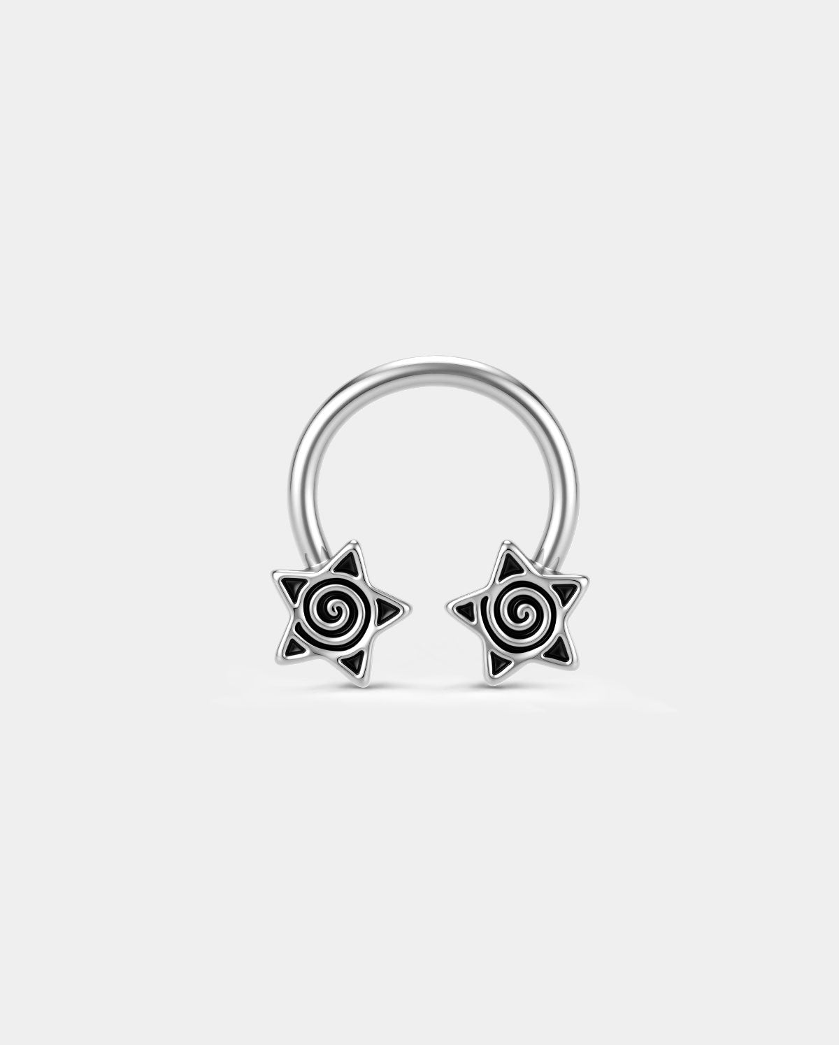 Oxidized Spiral Star Horseshoe Septum Ring