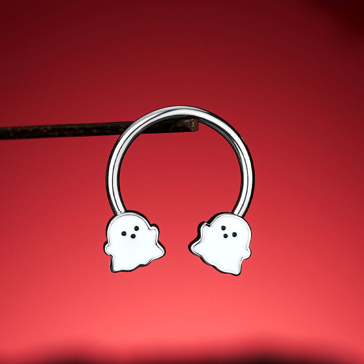 Halloween Cute Ghost Horseshoe Septum Ring