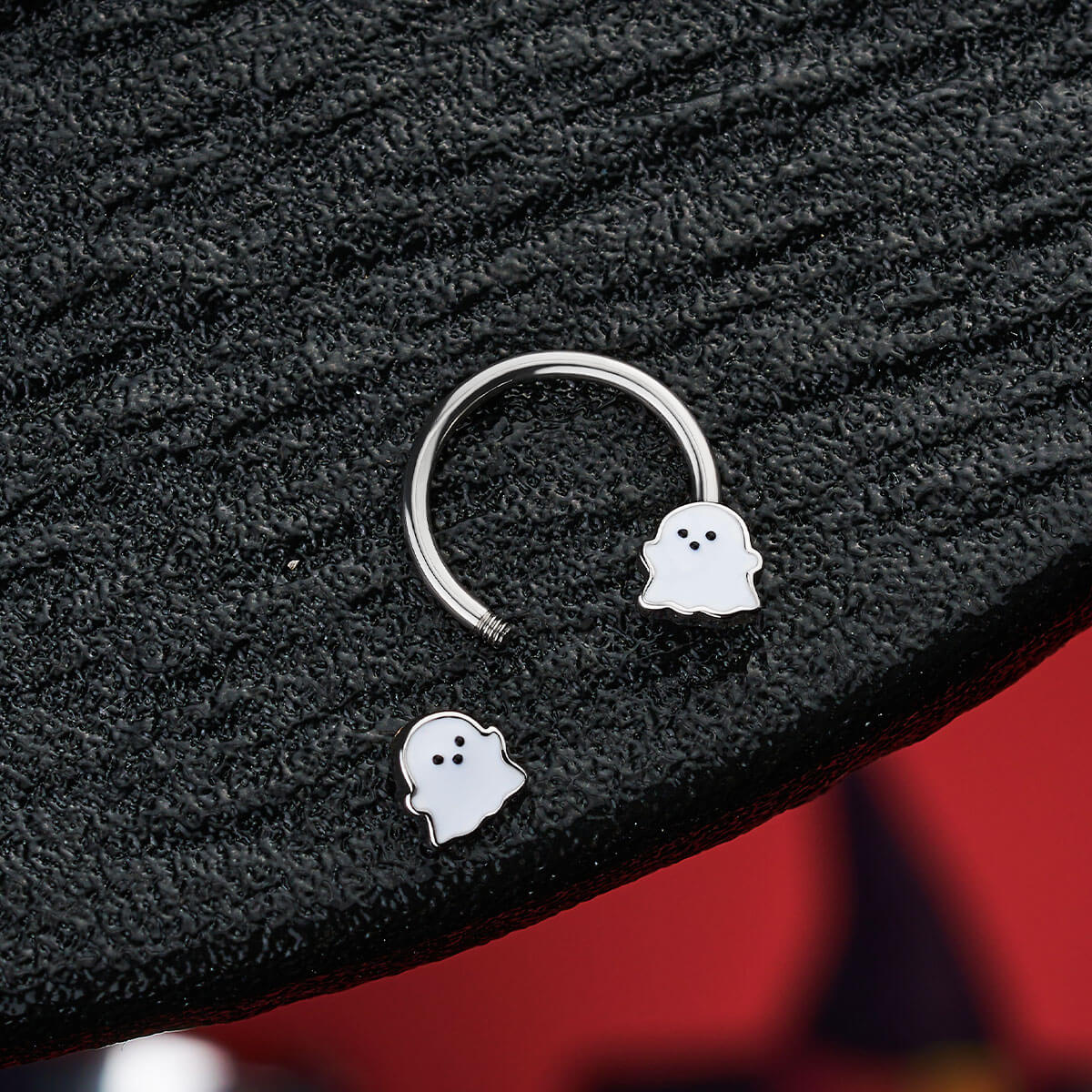 Halloween Cute Ghost Horseshoe Septum Ring