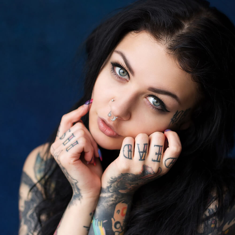 Moon Face and Sun Pendant Horseshoe Septum Ring
