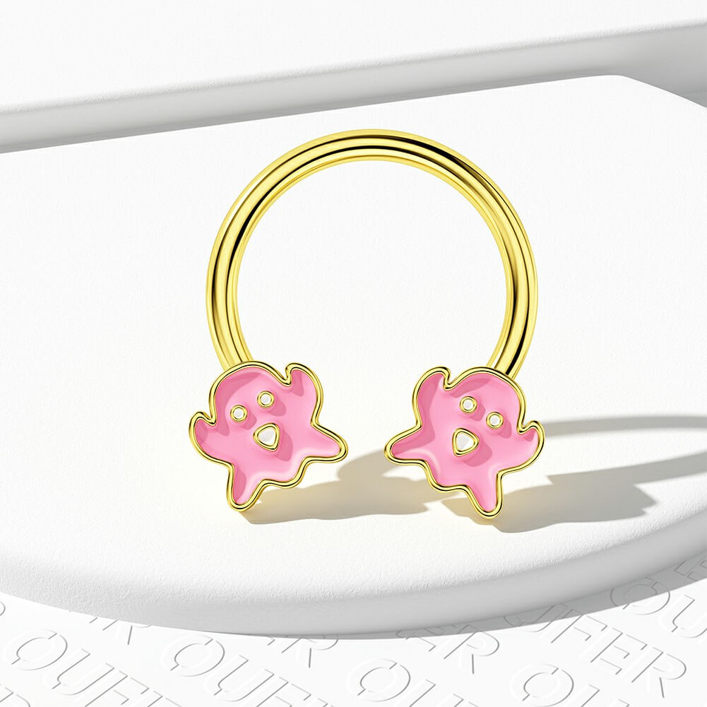 Pink Ghost Horseshoe Septum Ring