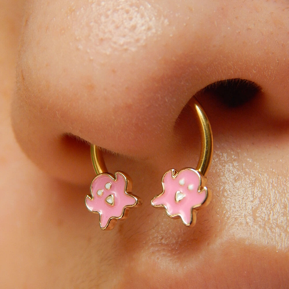 Pink Ghost Horseshoe Septum Ring