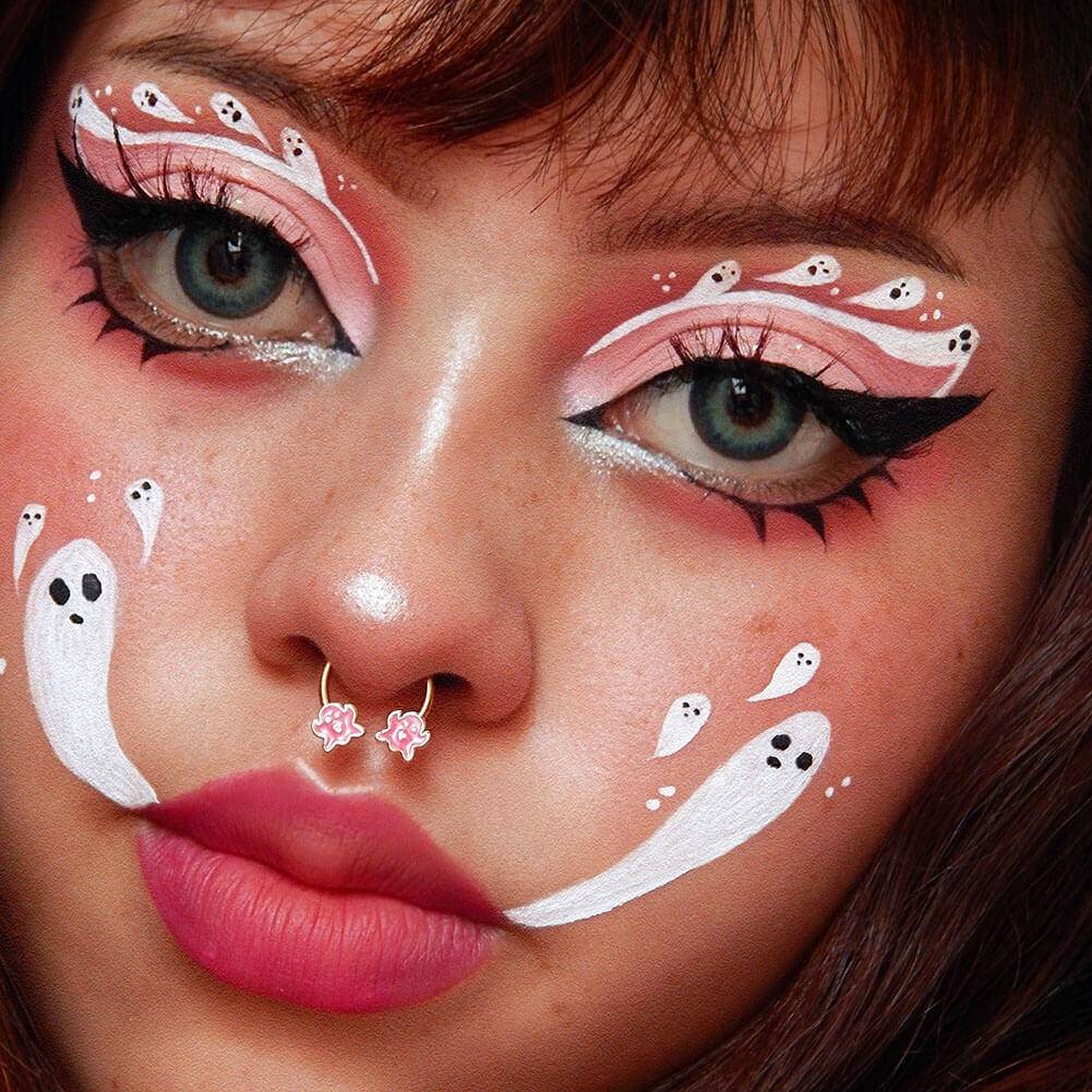 Pink Ghost Horseshoe Septum Ring