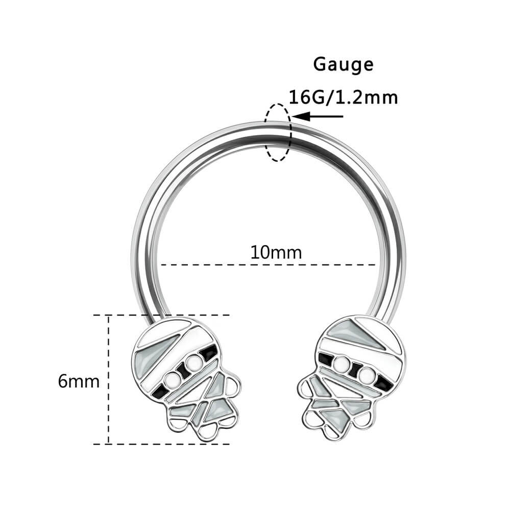 Mummy Halloween Horseshoe Septum Ring