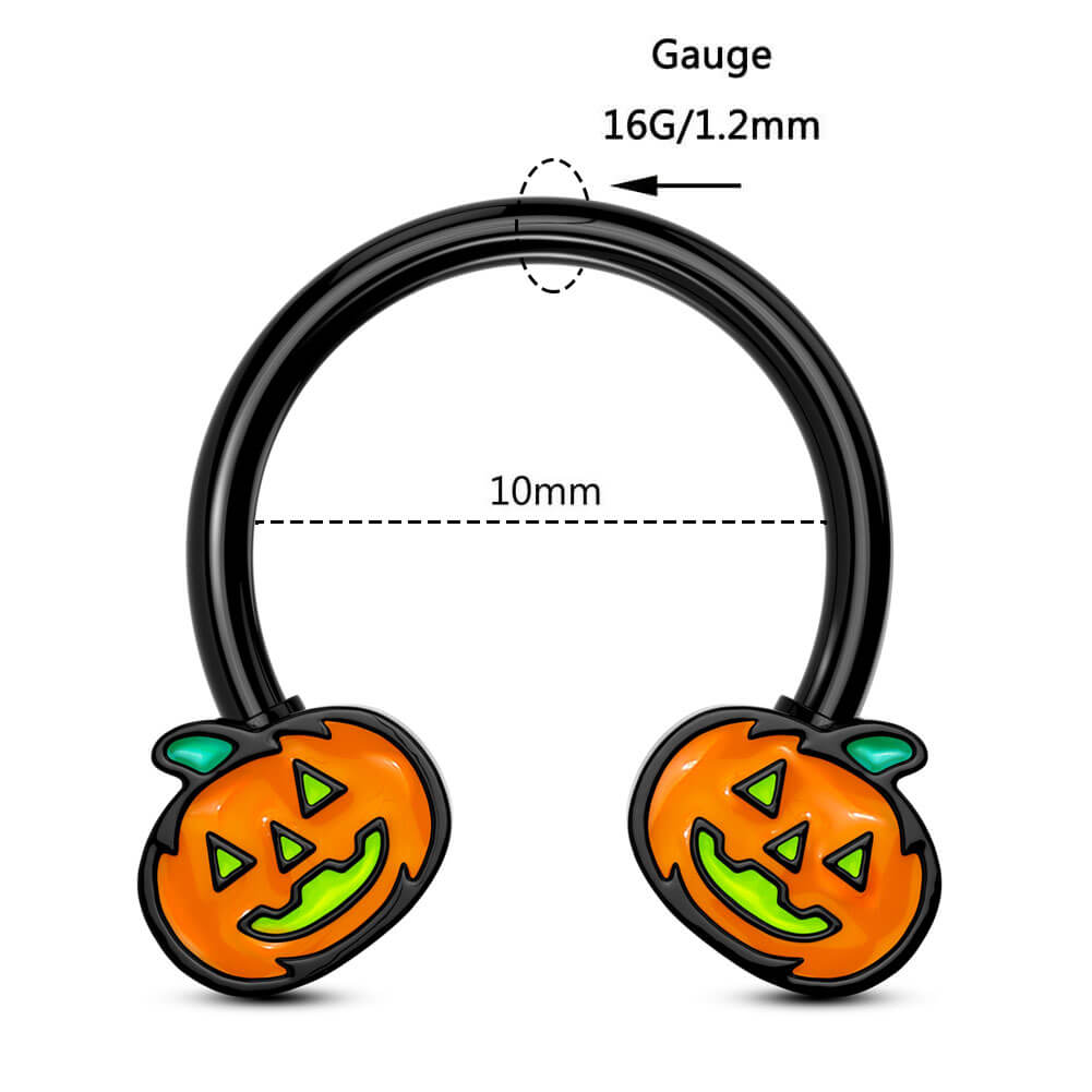 JackO'Lantern Pumpkin Horseshoe Septum Ring