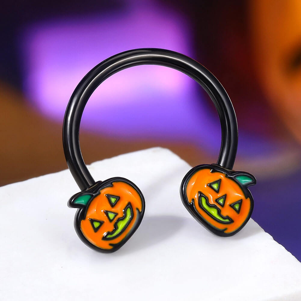 JackO'Lantern Pumpkin Horseshoe Septum Ring