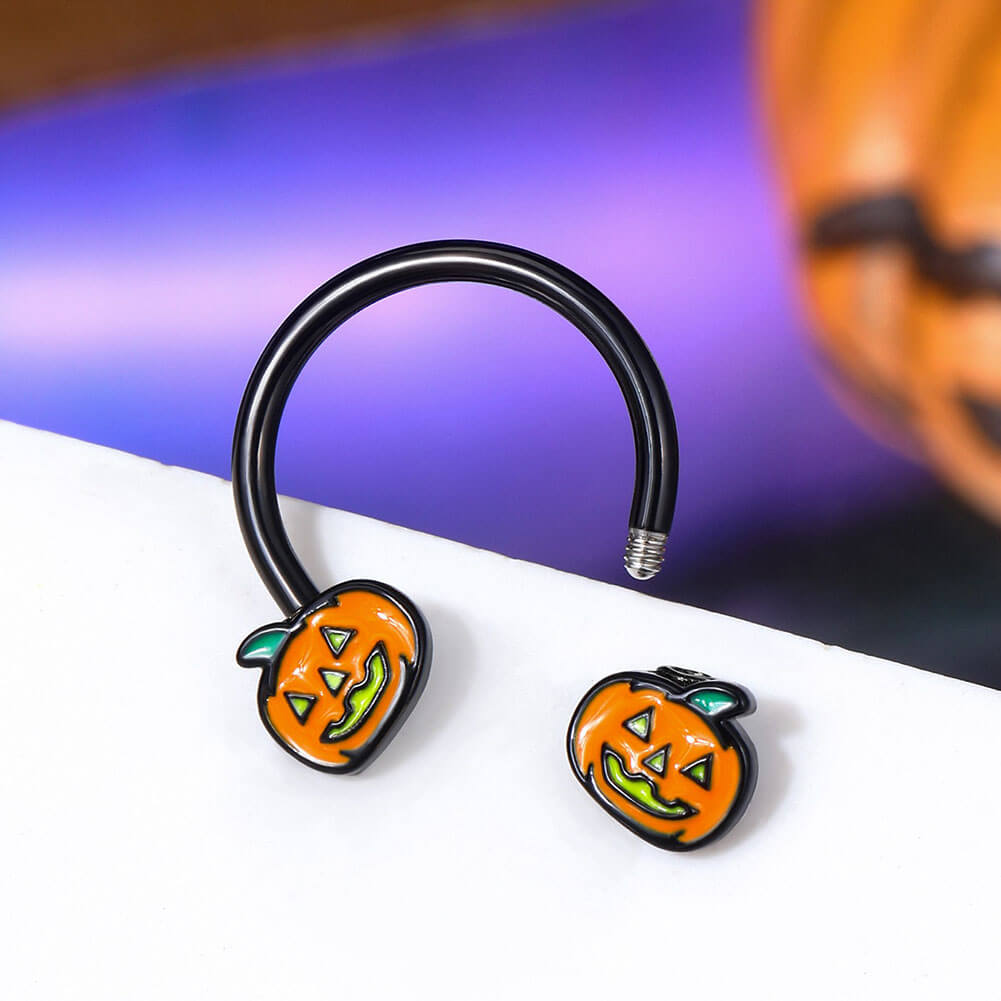 JackO'Lantern Pumpkin Horseshoe Septum Ring