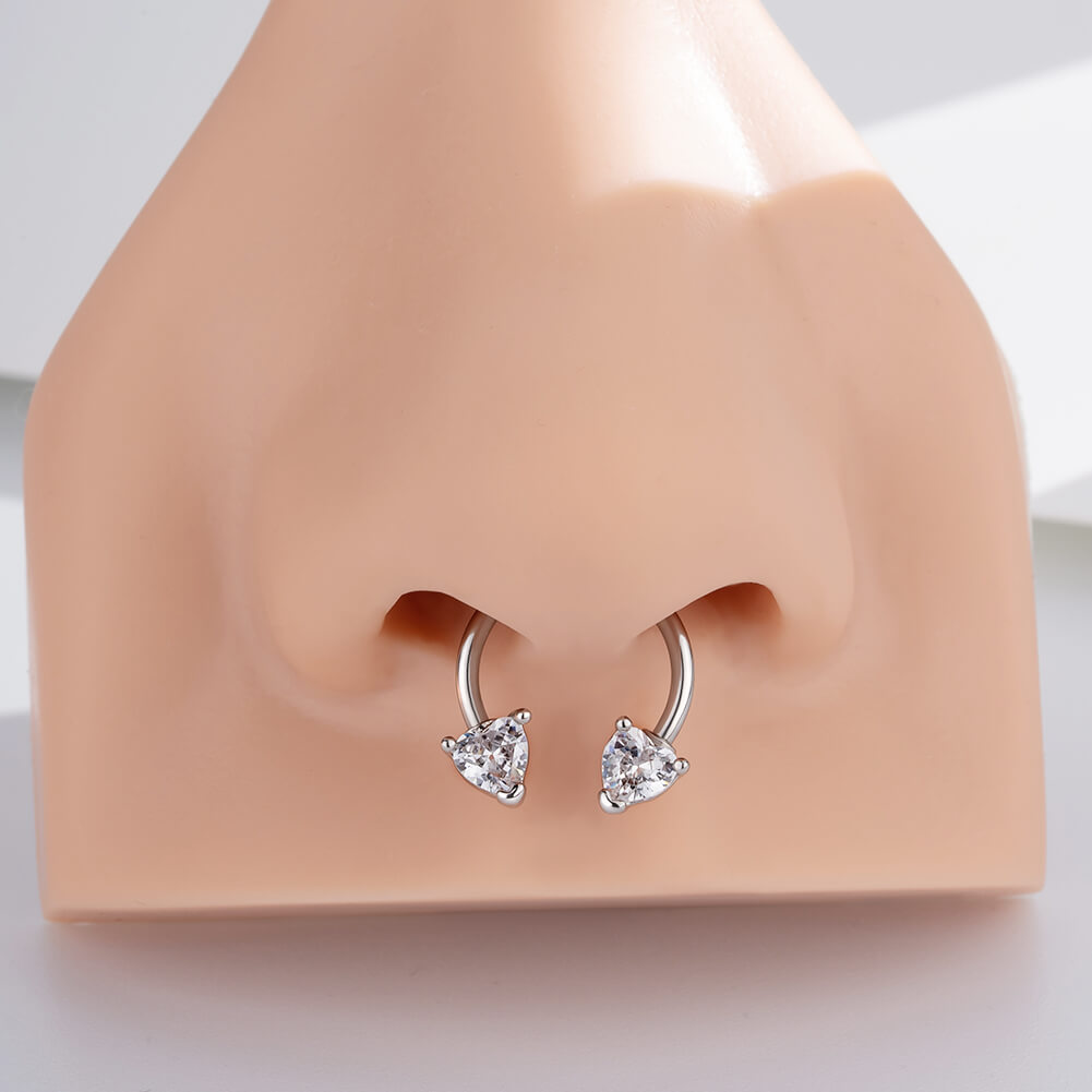 CZ Heart Horseshoe Septum Ring