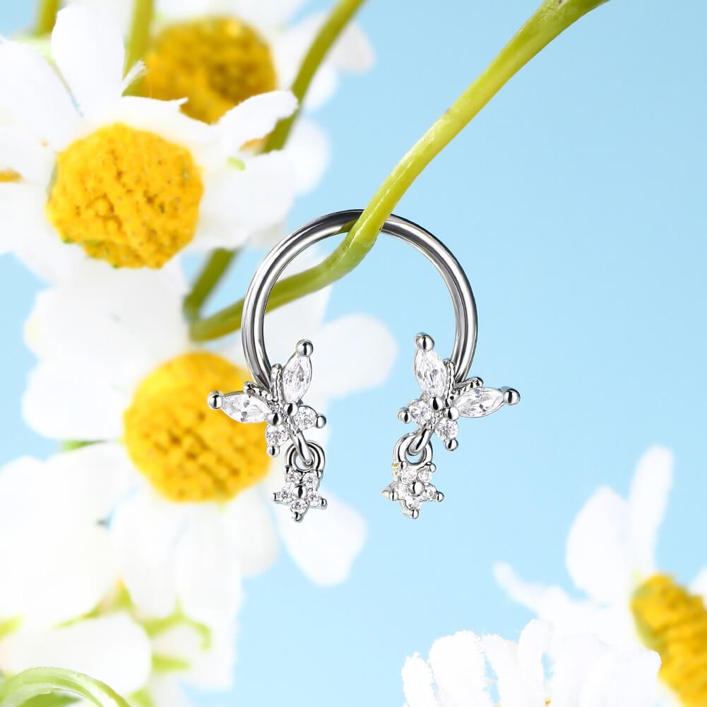 Butterfly Dangle Star Horseshoe Septum Ring