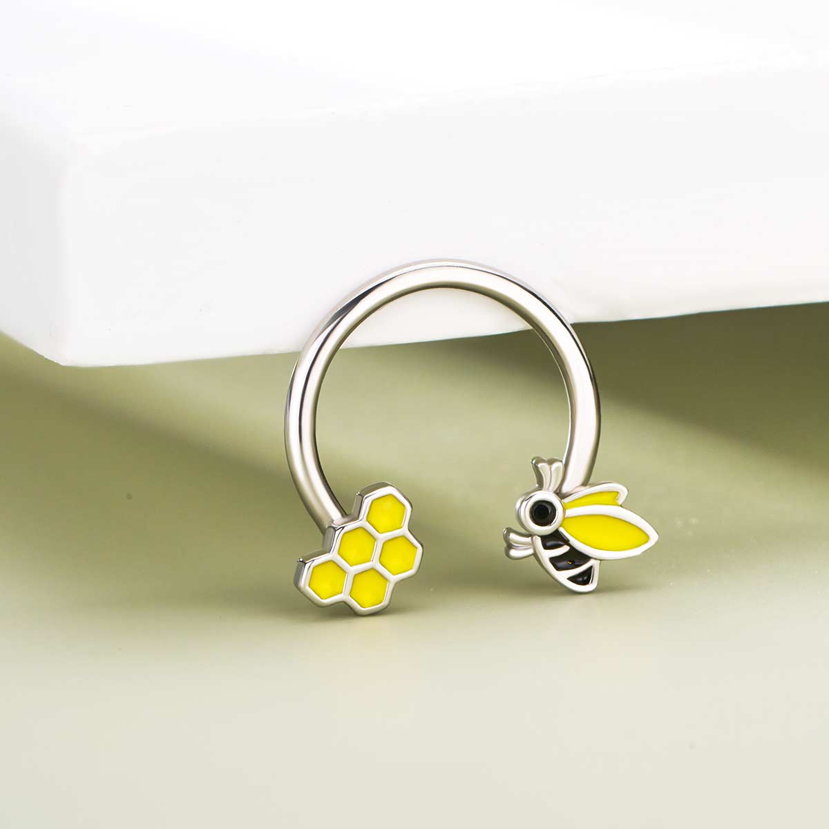 Bee & Honeycomb Horseshoe Septum Ring