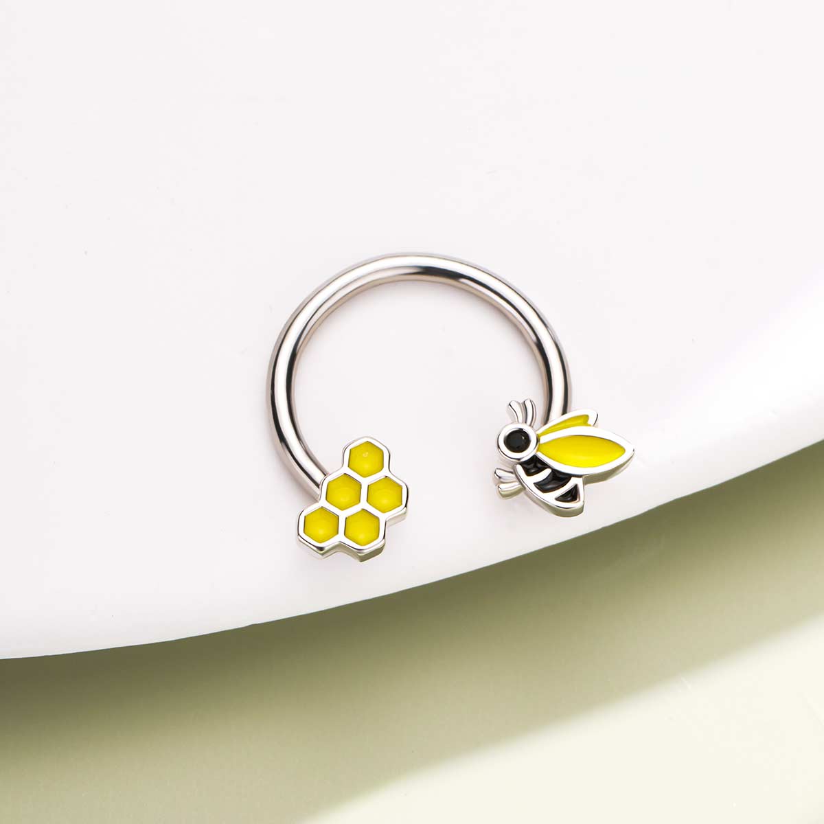 Bee & Honeycomb Horseshoe Septum Ring