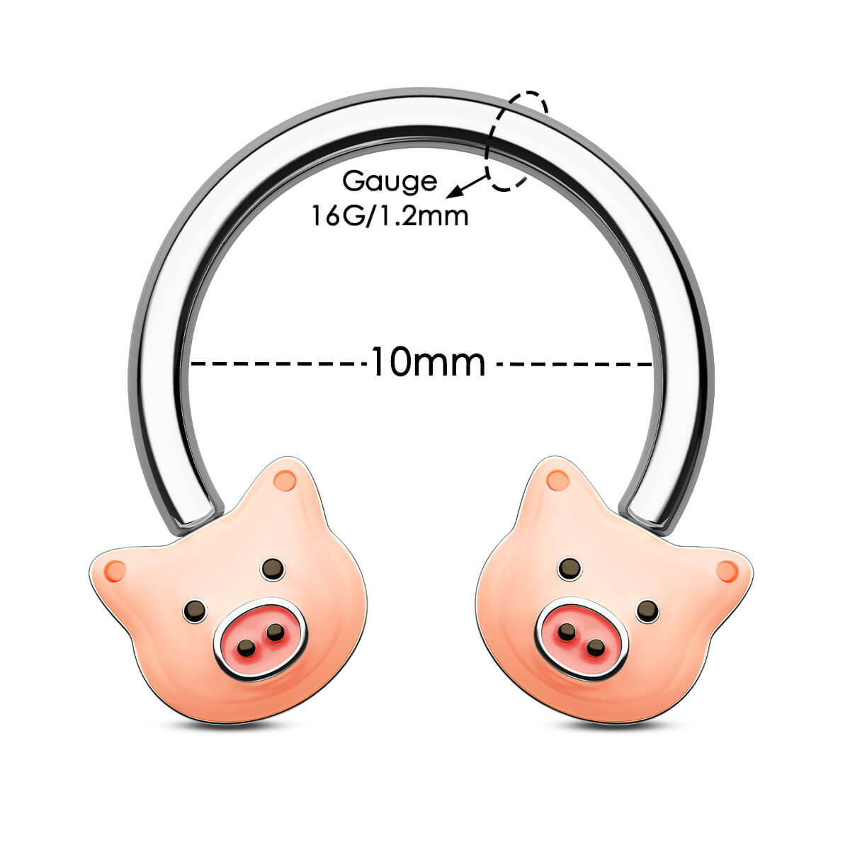 Pink Pig Horseshoe Septum Ring
