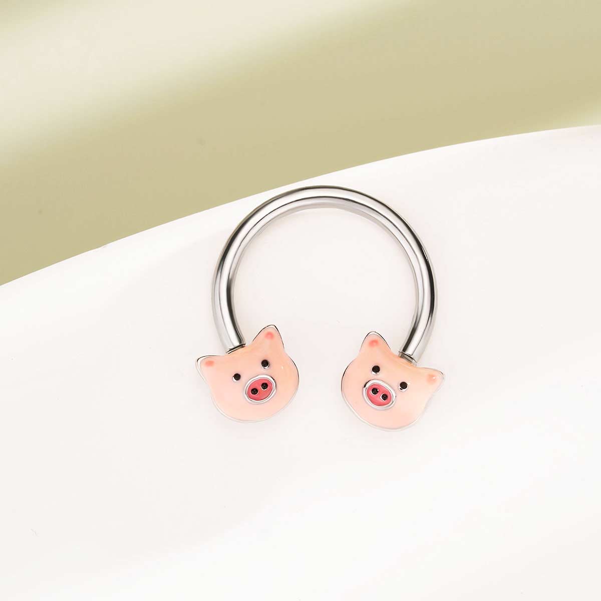 Pink Pig Horseshoe Septum Ring