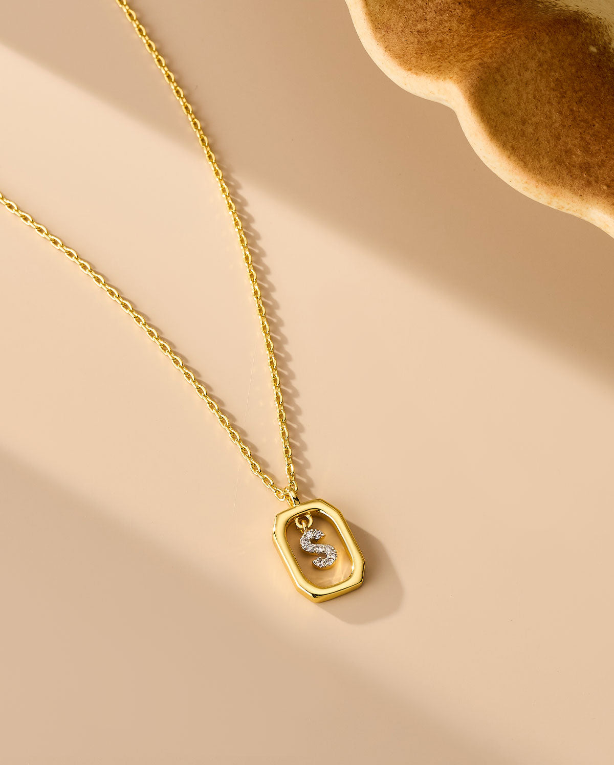 CZ Initial Letter Pendant Necklace