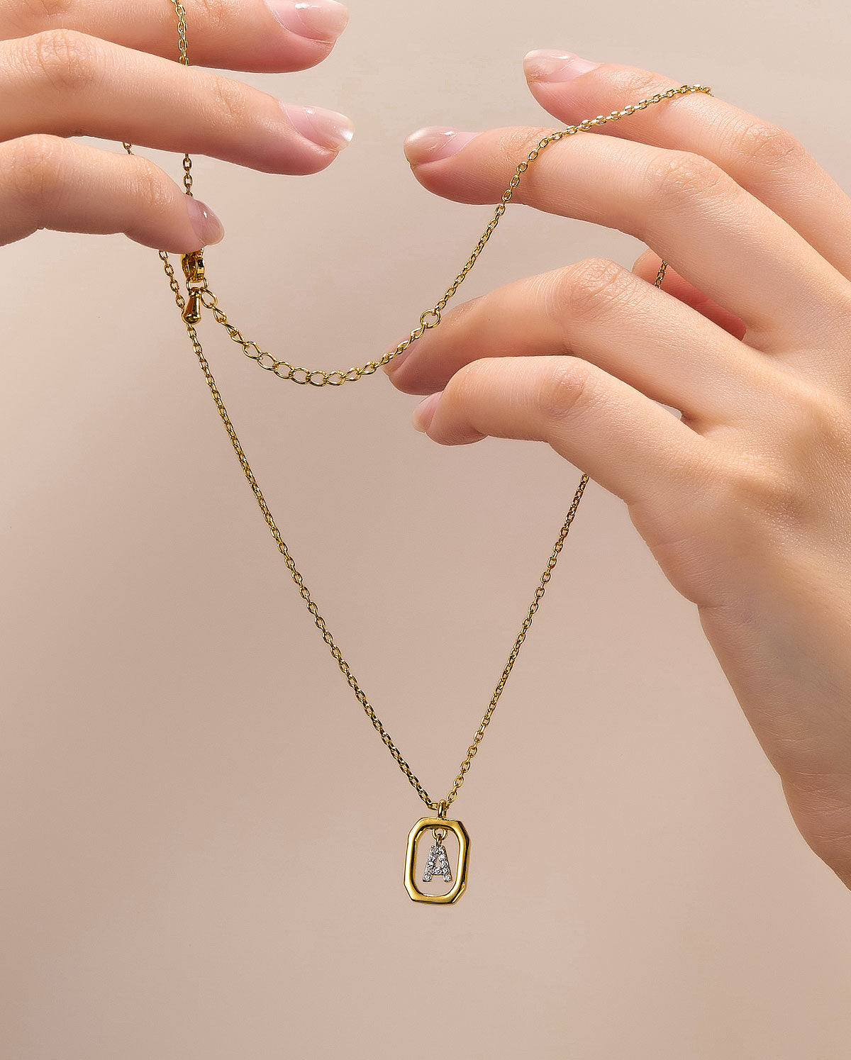 CZ Initial Letter Pendant Necklace