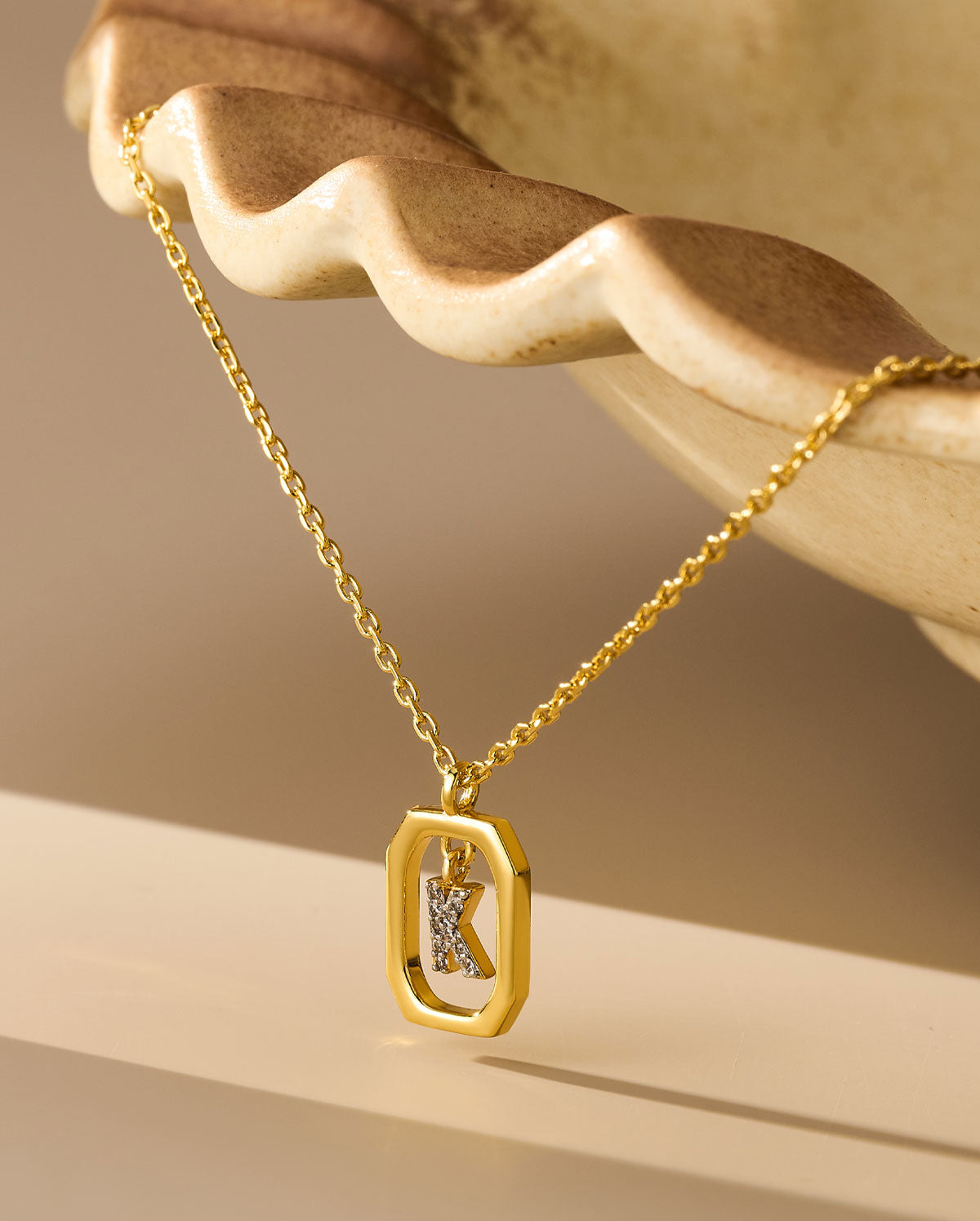 CZ Initial Letter Pendant Necklace
