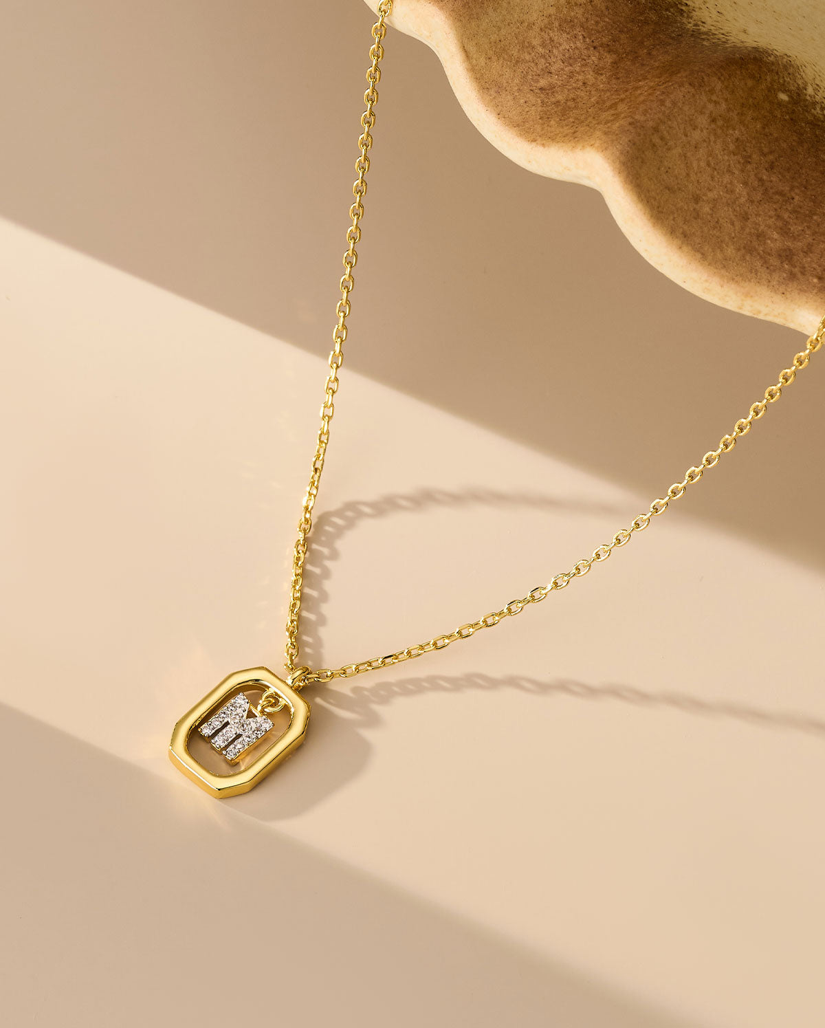 CZ Initial Letter Pendant Necklace