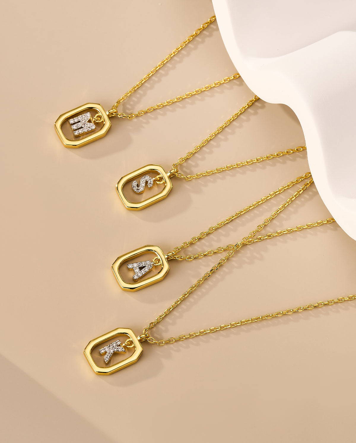 CZ Initial Letter Pendant Necklace