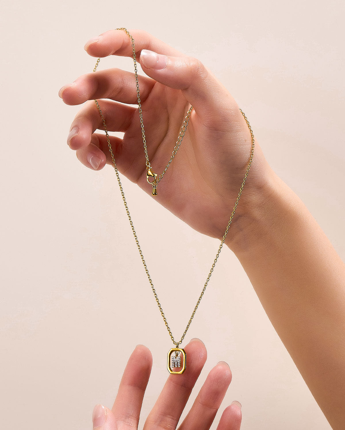 CZ Initial Letter Pendant Necklace