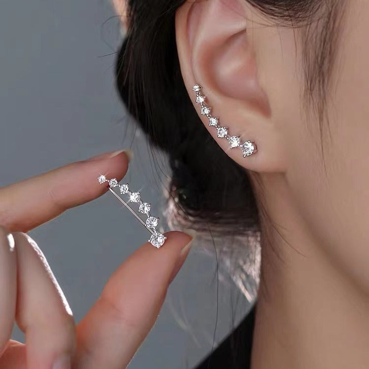 2PCS Linear CZ S925 Stud Earrings