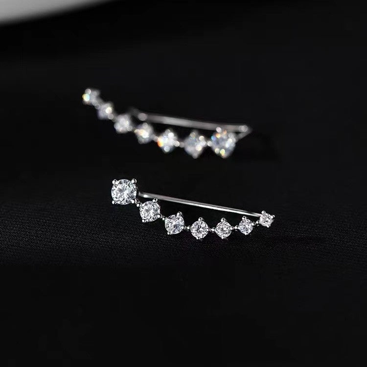 2PCS Linear CZ S925 Stud Earrings