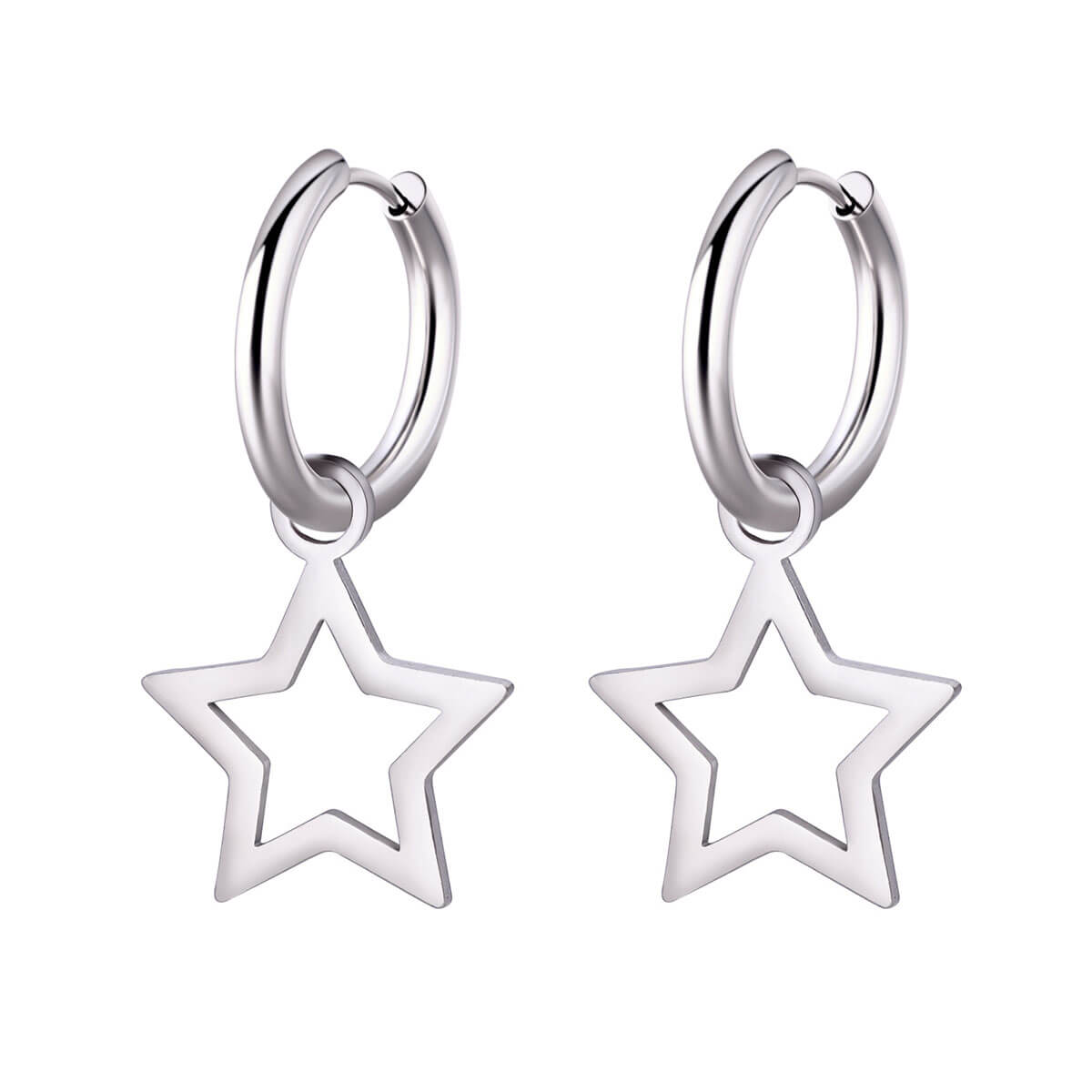 2PCS Oufer Star Hoop Clicker Earrings