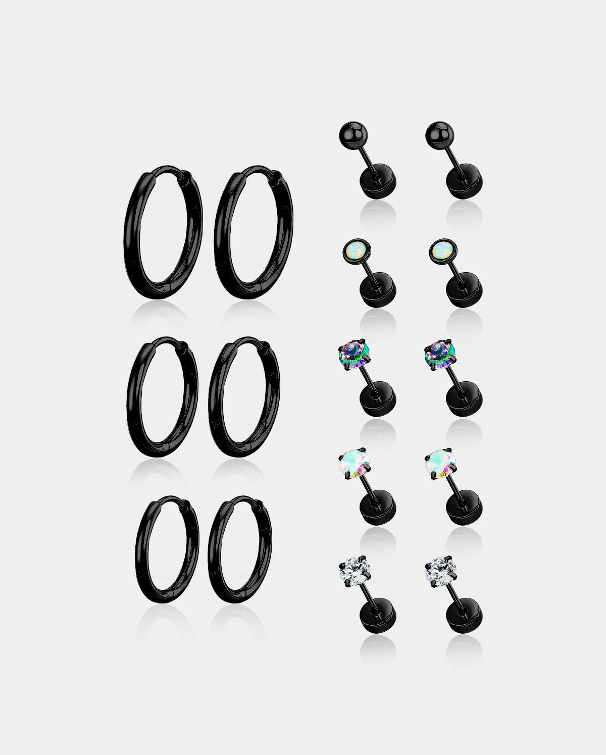 16PCS Earrings Hoops & Studs Set